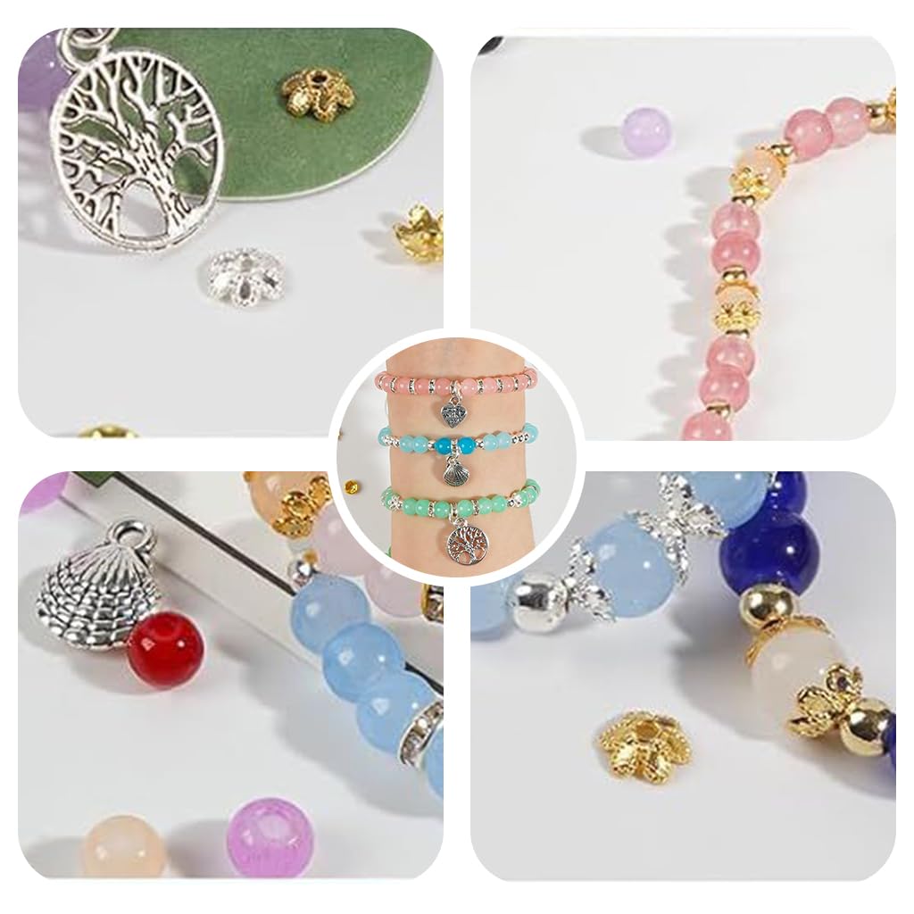 SANNIDHI 6mm Glass Beads for Bracelets 1258pcs, 20 Colors Crystal Beads for Jewelry Making Round Beads Bracelet Making Kit DIY Crafts with Spacer Beads & Charms SANNIDHI 6mm Glass Beads for Bracelets 1258pcs, 20 Colors Crystal Beads for Jewelry Making Round Beads Bracelet Making Kit DIY Crafts with Spacer Beads & Charms
